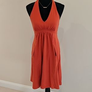 Orange halter dress with pockets